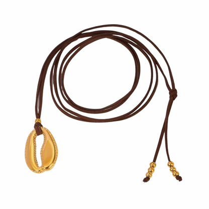 Chunky Scallop Pendant Cord Necklace