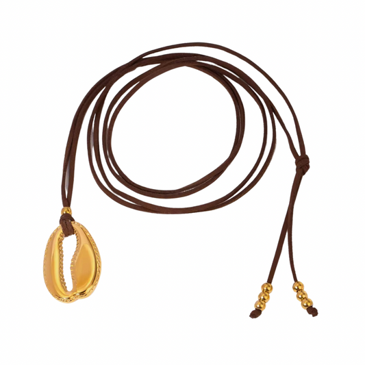 Chunky Scallop Pendant Cord Necklace
