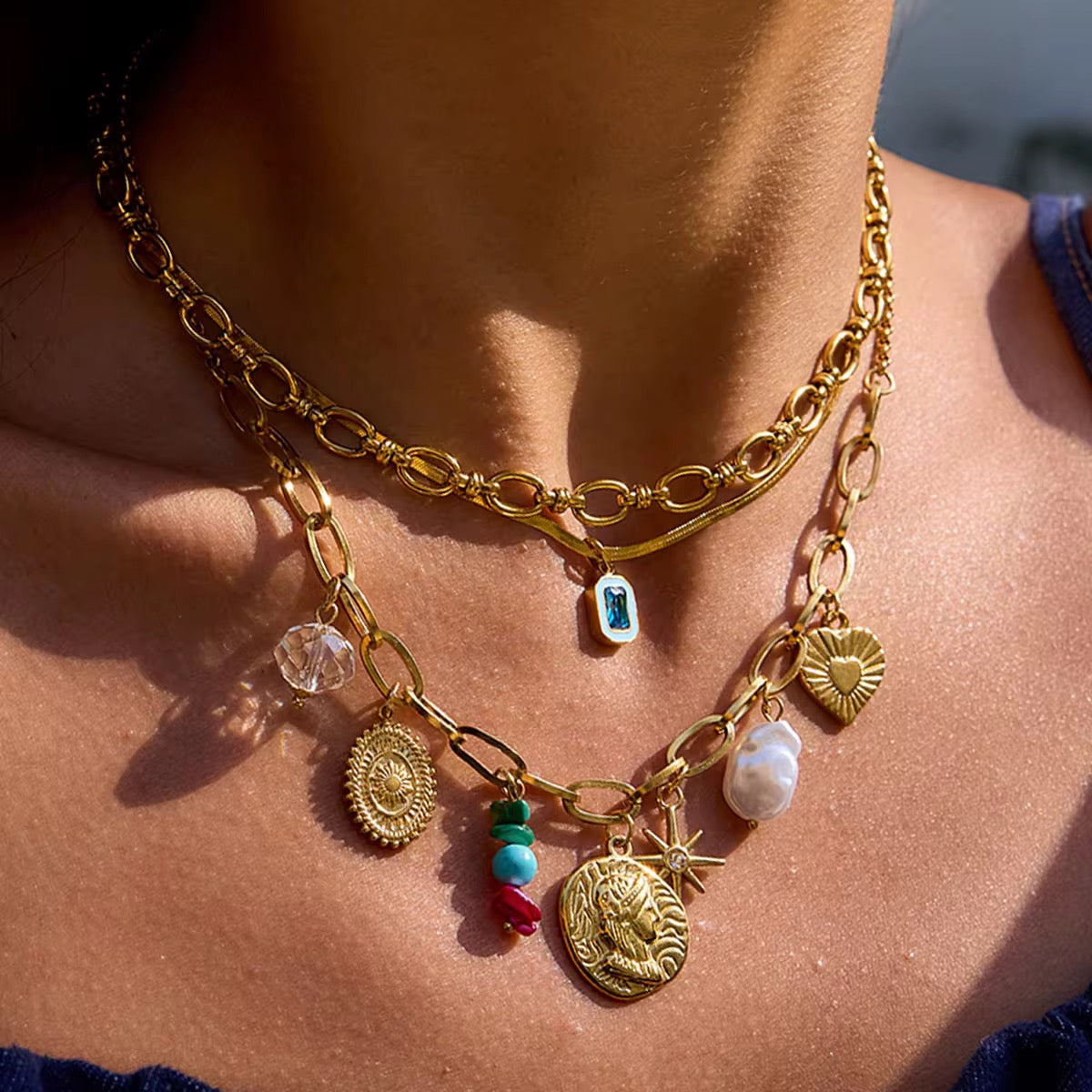 Chunky Charms Two Style Long Necklace