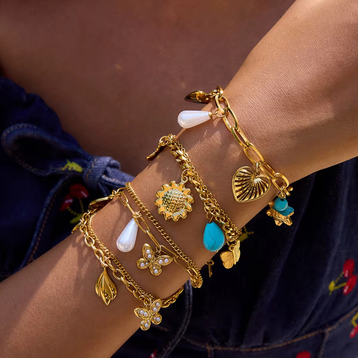 Multi Charms Layered Bracelet