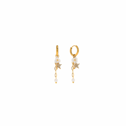 Zirconias Star Pendants Huggie Earrings