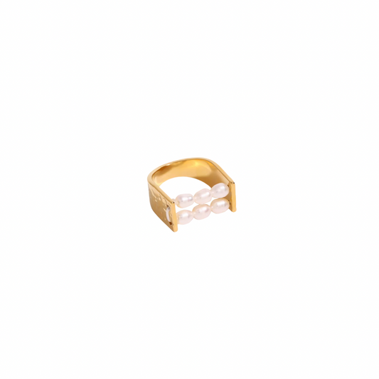 Pearls Double String Band Ring