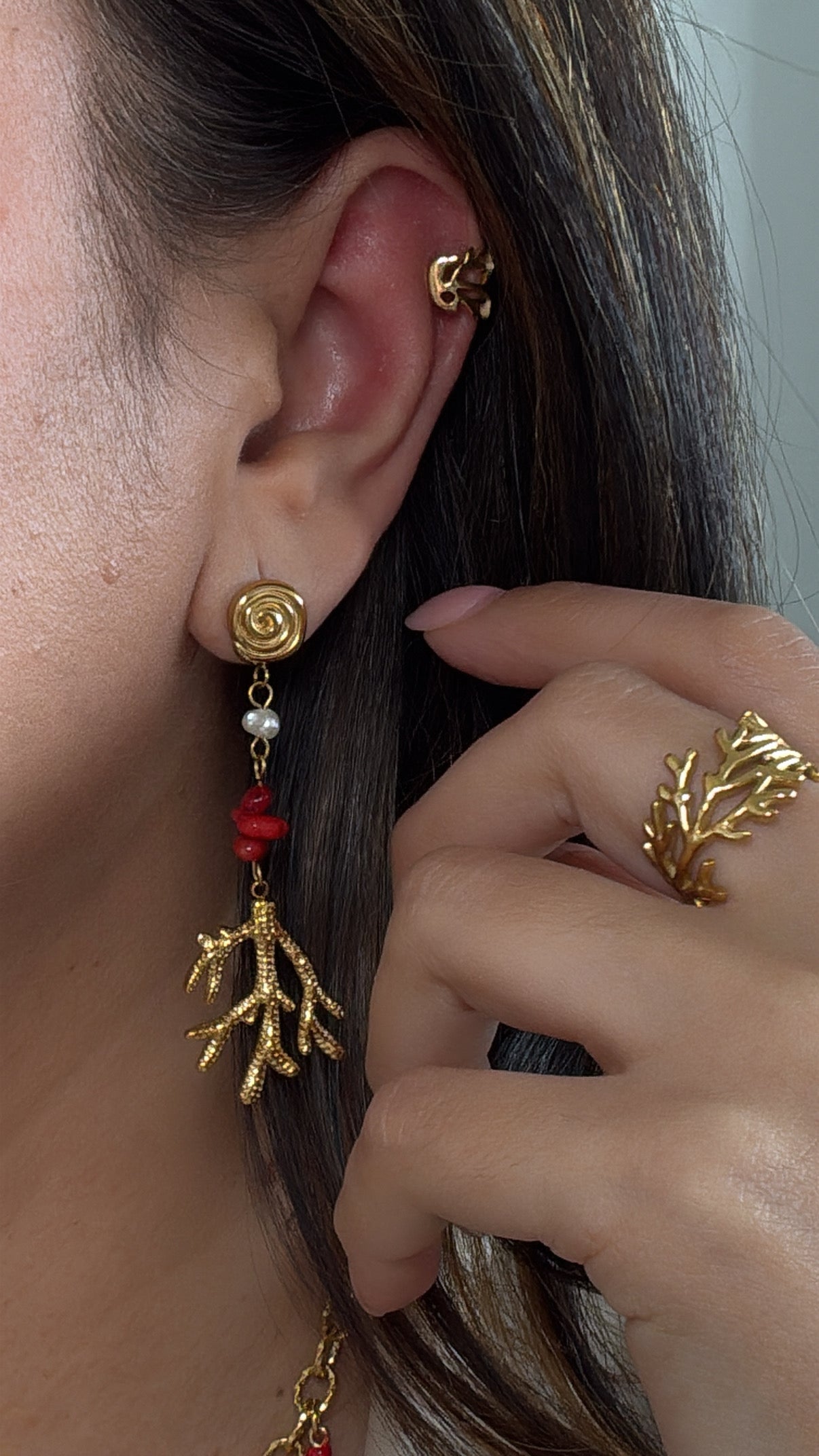 Coral Shape Small Earcuff Set