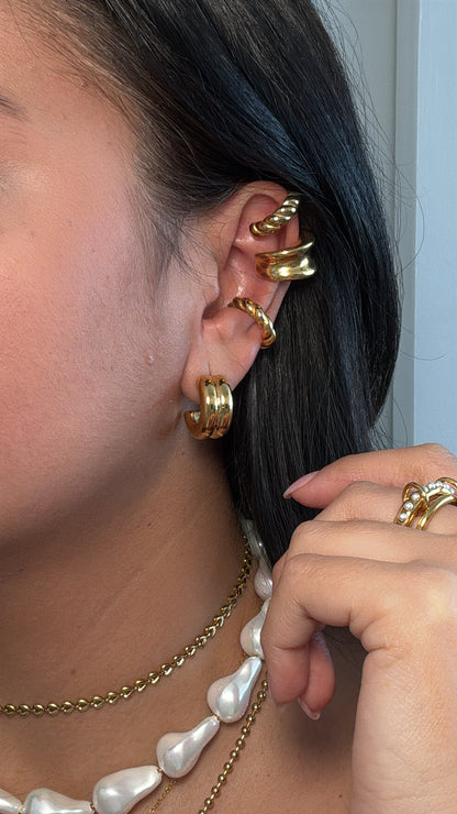 Double C Shape Hoop Studs Earrings