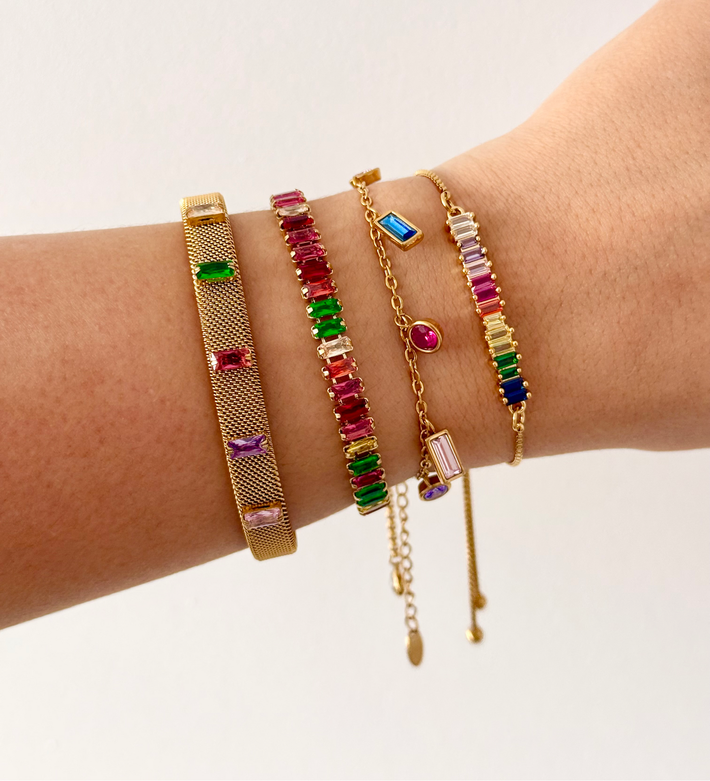 Colorful Zirconias Adjustable Bracelet