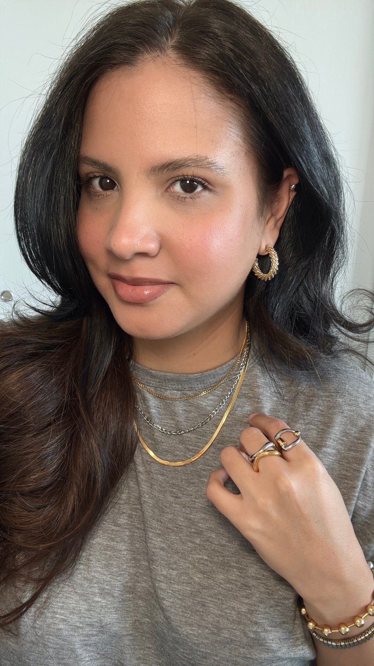 Two Tone Twisted Rope Hoop Studs Earrings