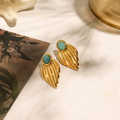 Aqua Statement Stud Earrings