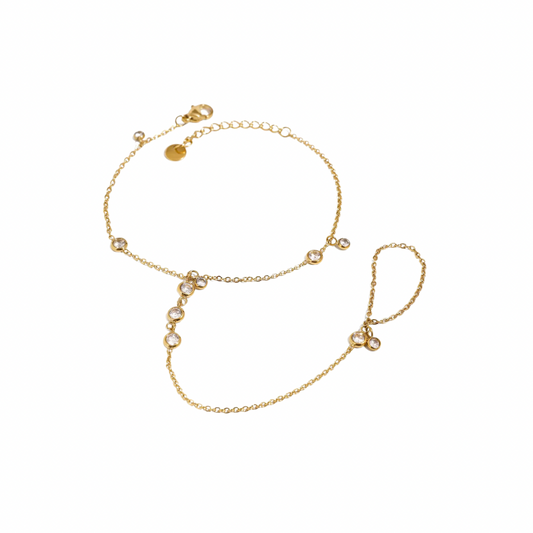 Round Zirconias Finger Bracelet