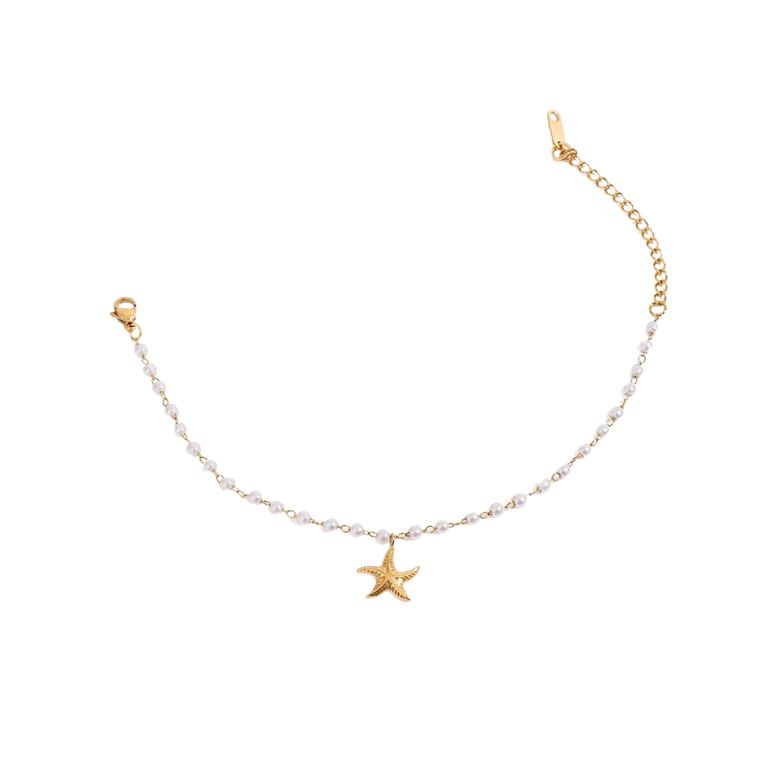 Starfish Charm Delicate Pearls Bracelet