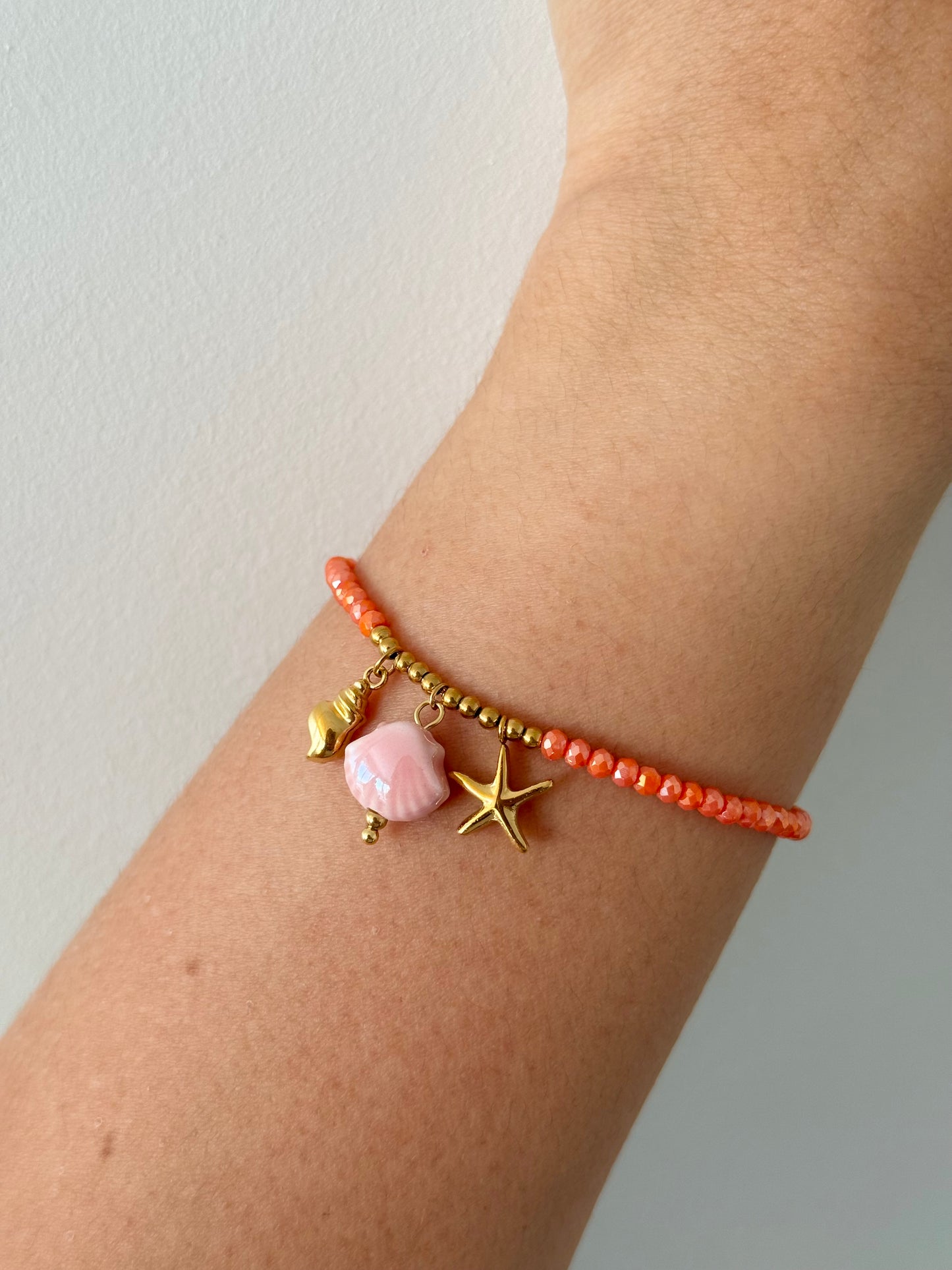 Beachy Charms Coral Beads Bracelet