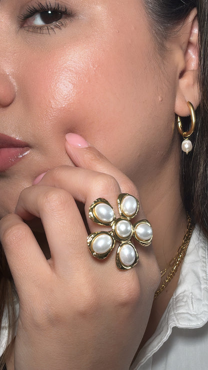 Freshwater Pearl Pendant Oval Hoop Earrings