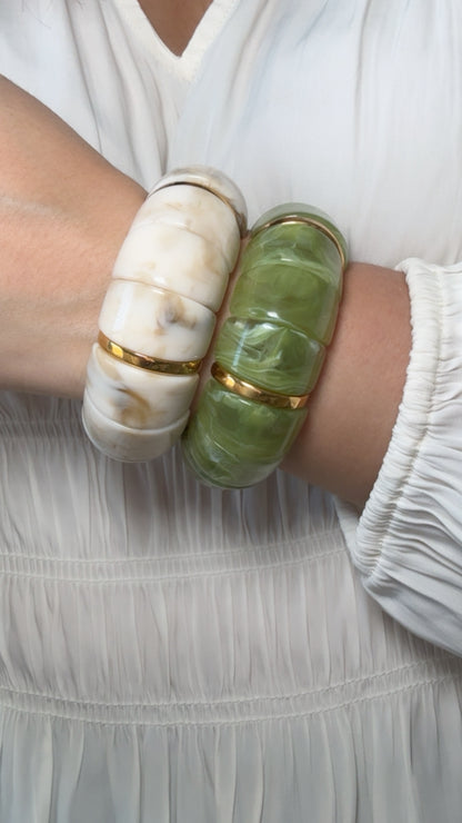 Trendy Green Resin Elastic Bracelet