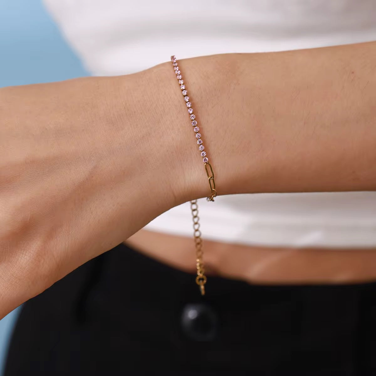 Pink Zirconia Two Style Bracelet