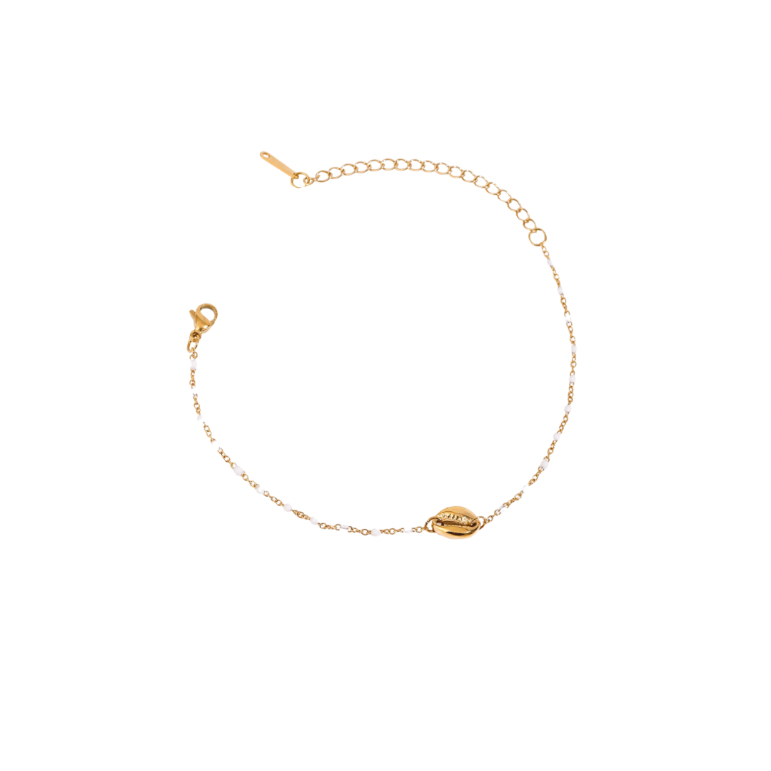 Scallop Thin White Beads Bracelet