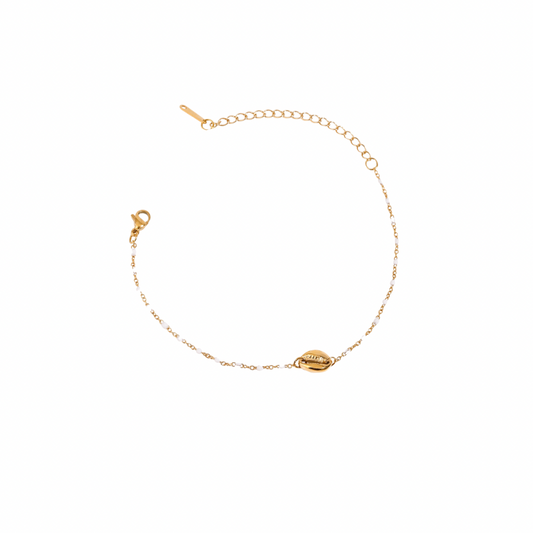 Scallop Thin White Beads Bracelet