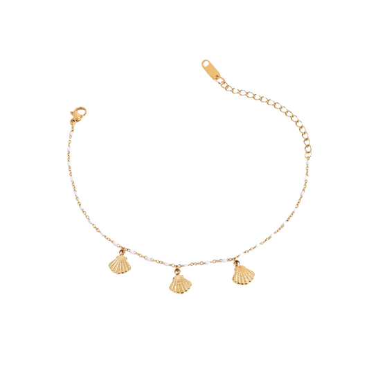 Shells Charms & White Beads Bracelet