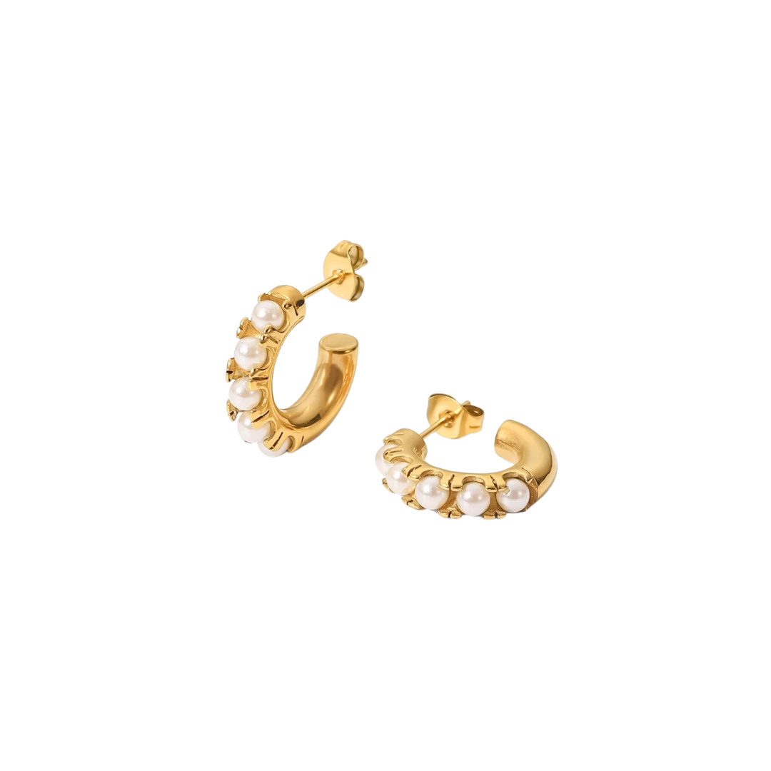 Mini Pearls Hoop Studs Earrings
