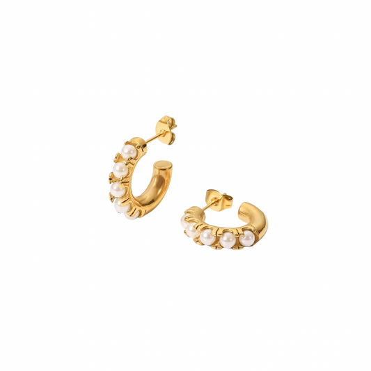 Mini Pearls Hoop Studs Earrings