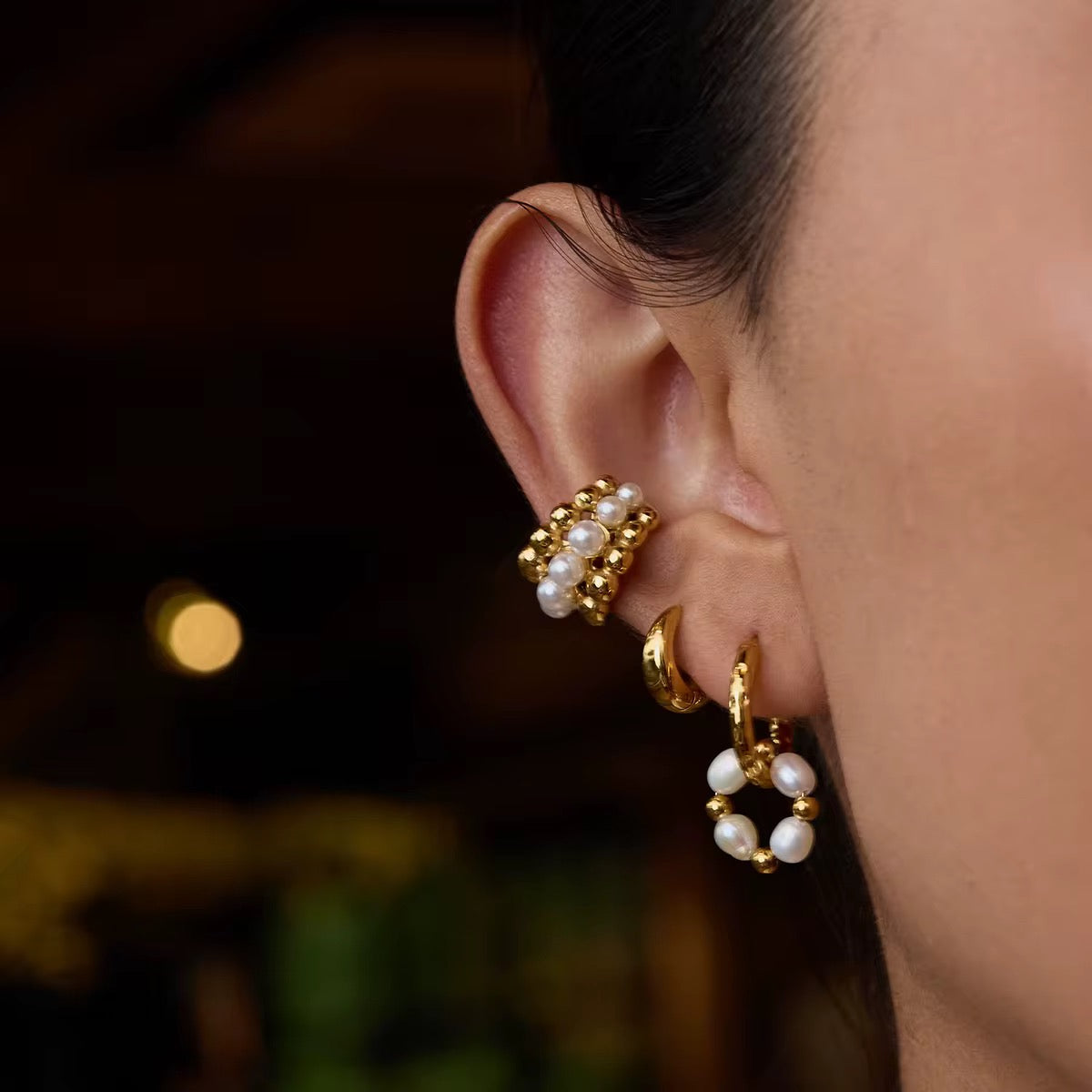 Pearls Layered Earcuff Set