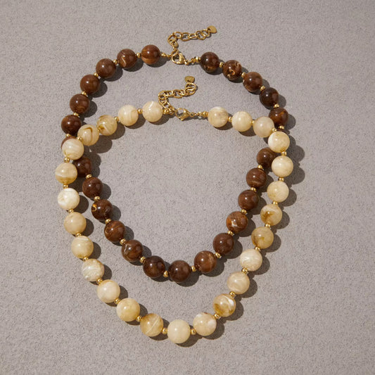 Marble Resin Balls Trendy Necklace
