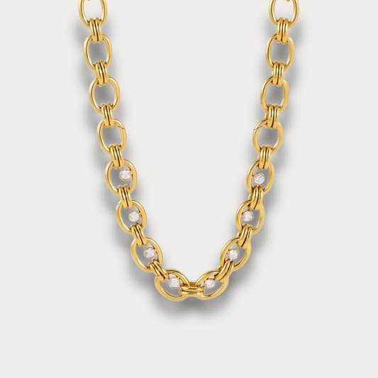 Zirconias Oval Chunky Chain Necklace