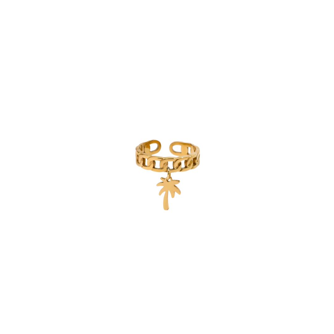 Palm Tree Charm Cuban Style Ring