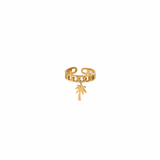 Palm Tree Charm Cuban Style Ring