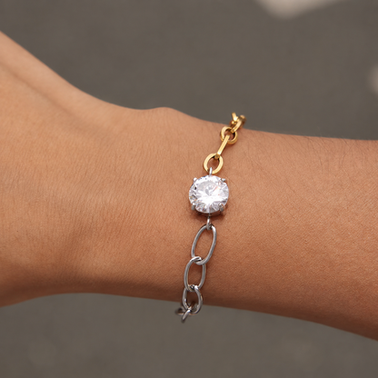 Two Tone Circle Zirconia Bracelet