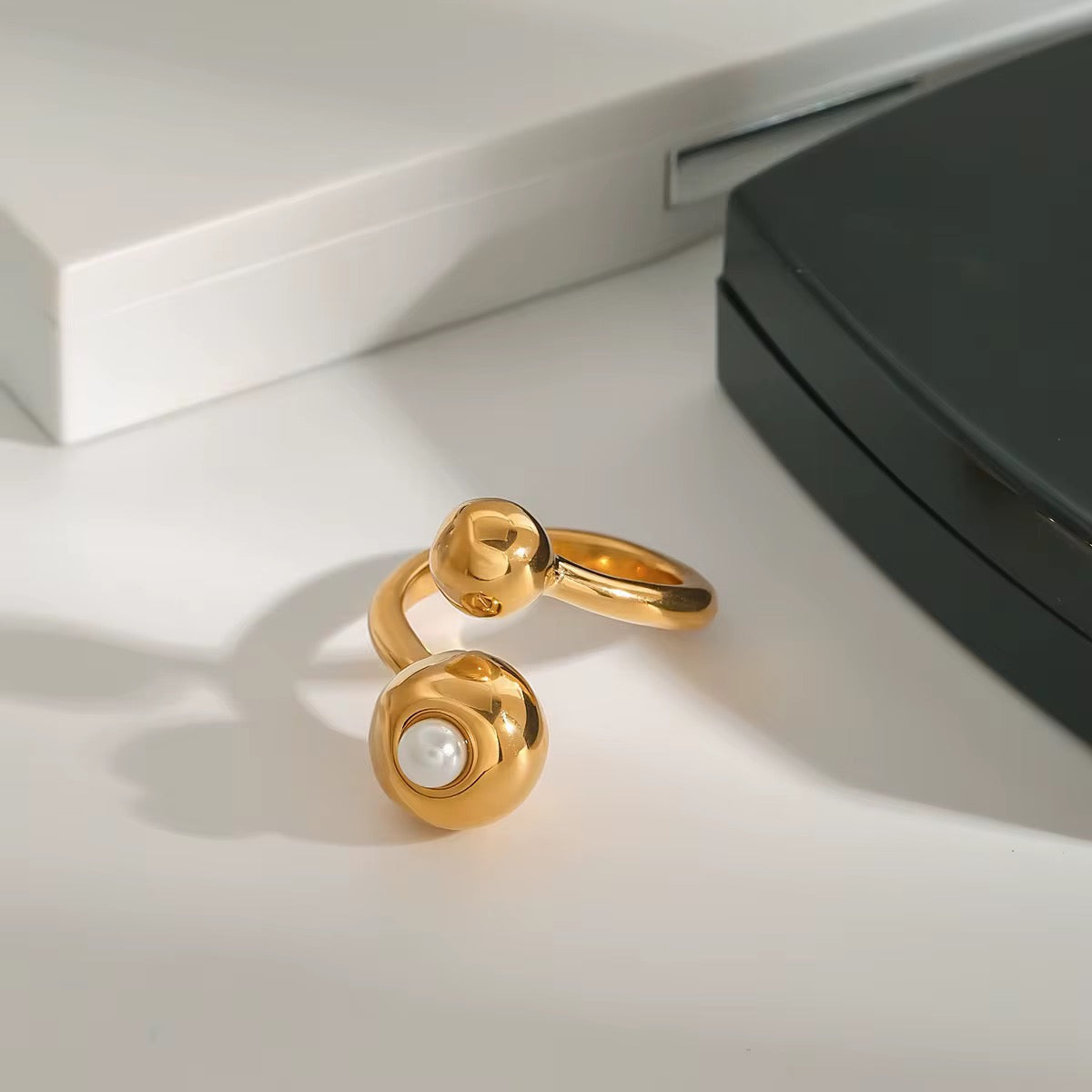 Ball Pearl Open Ring