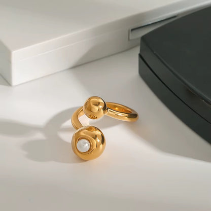 Ball Pearl Open Ring