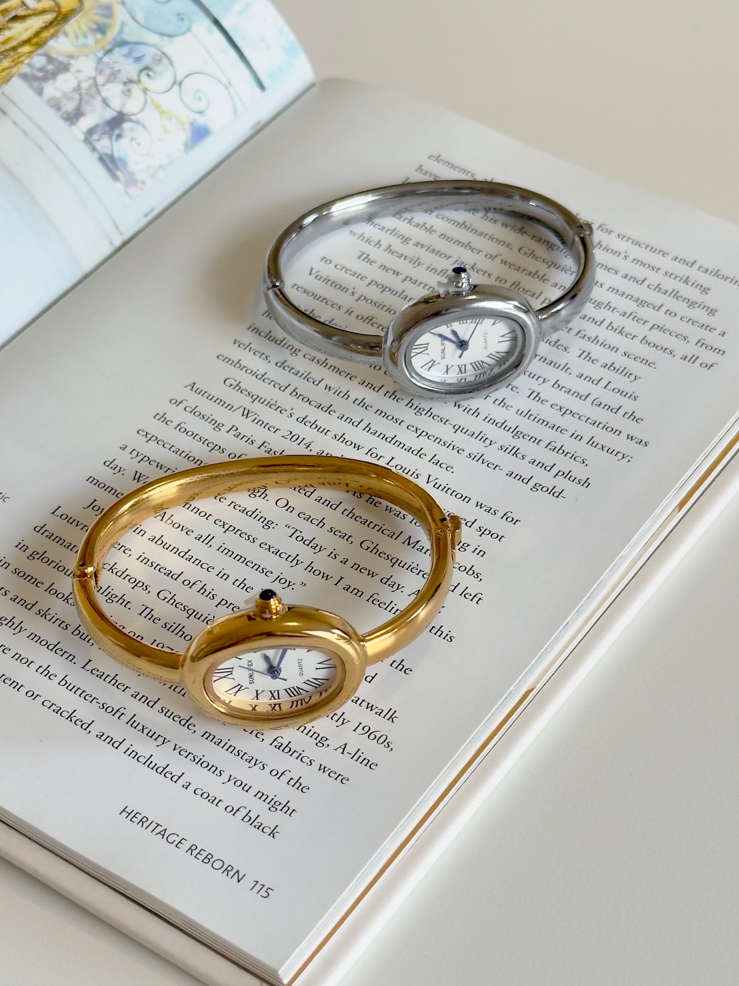 Silver Oval Bangle Watch