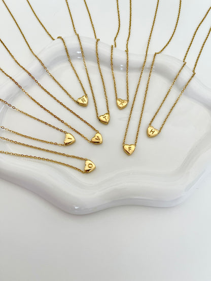Mini Heart Initial Necklace