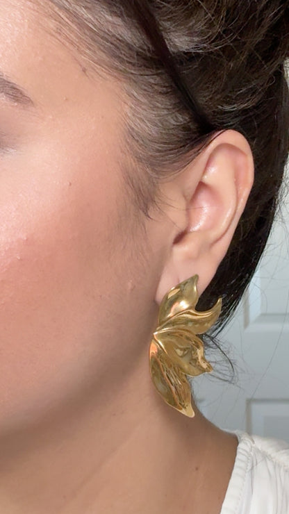 Flower Petals Big Statement Stud Earrings