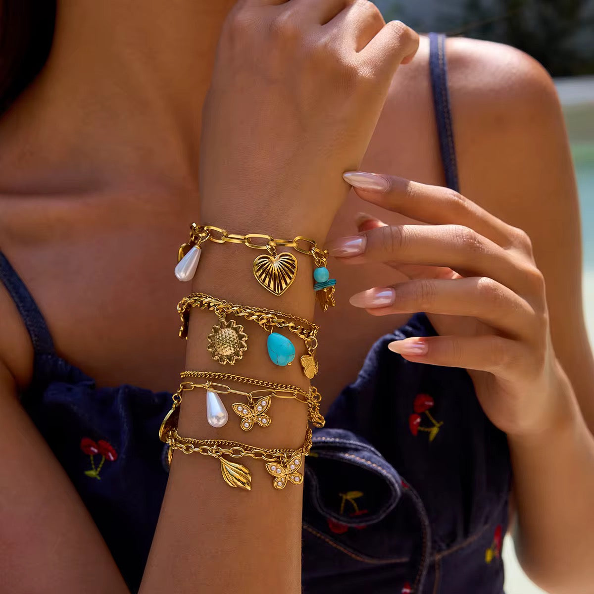 Multi Charms Layered Bracelet