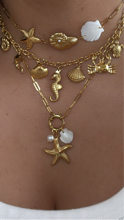 Beachy Charms Link Chain Necklace