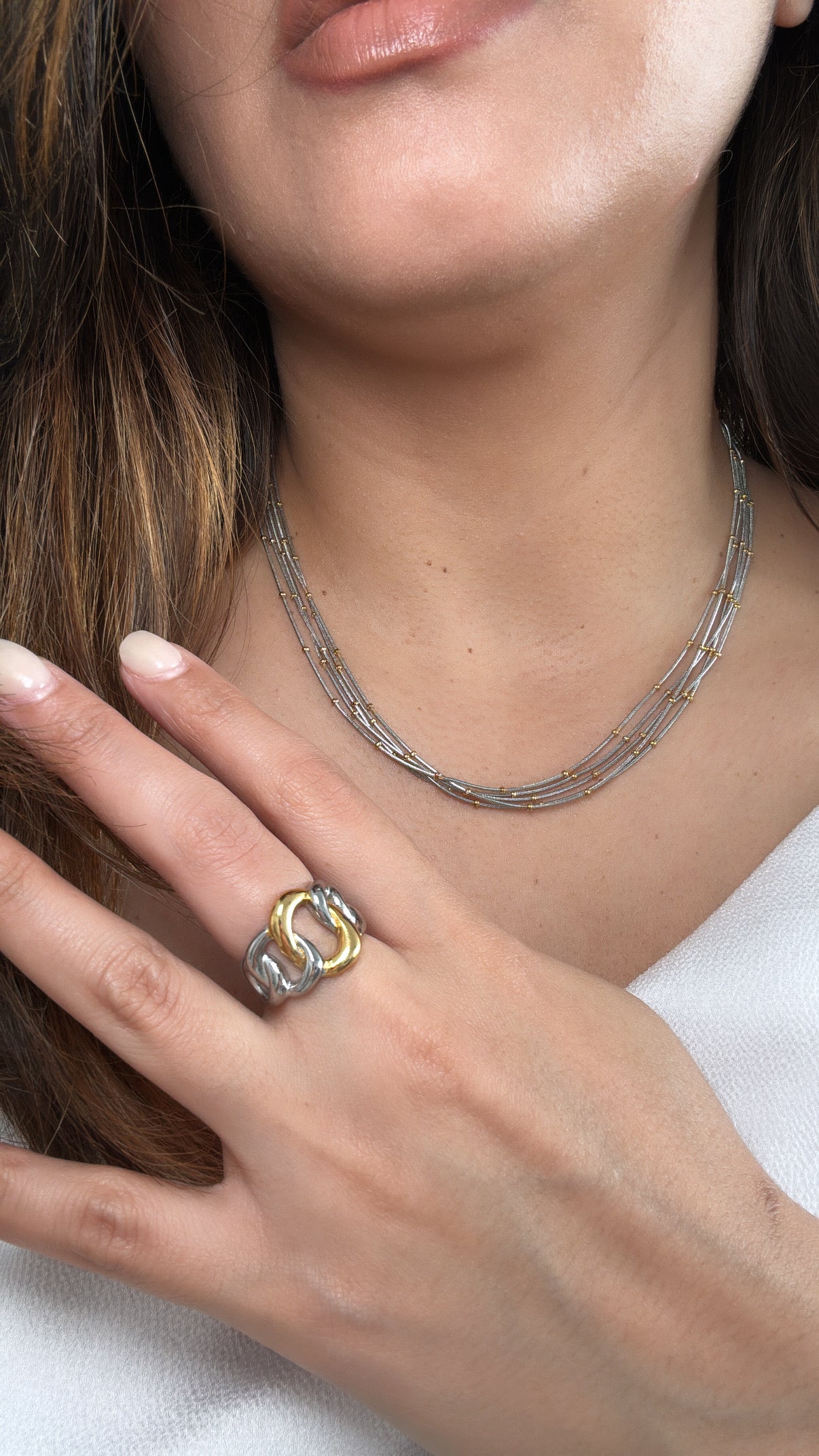 Two Tone Chain Style Ring