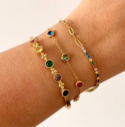 Colorful Round Zirconias Cuff Bracelet