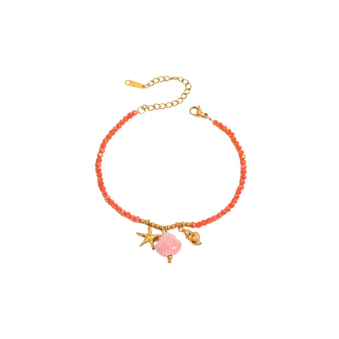 Beachy Charms Coral Beads Bracelet