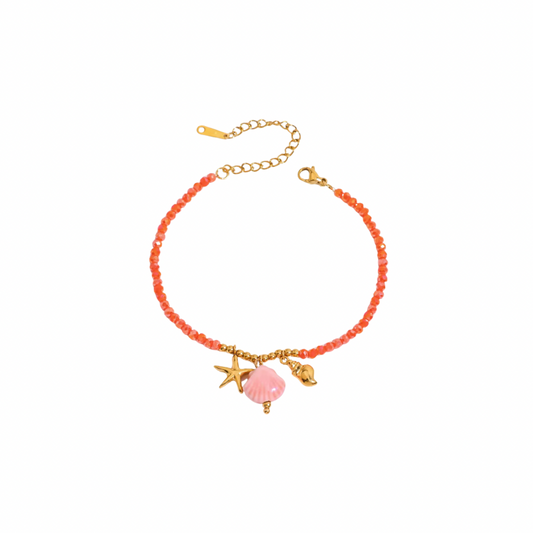 Beachy Charms Coral Beads Bracelet