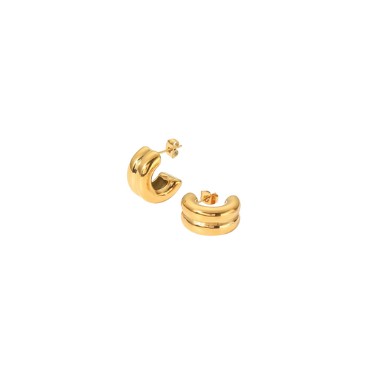 Double C Shape Hoop Studs Earrings