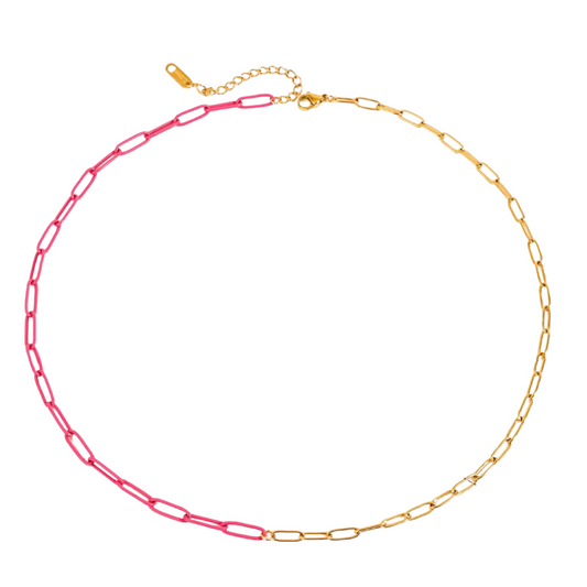 Mid Pink Link Chain Necklace