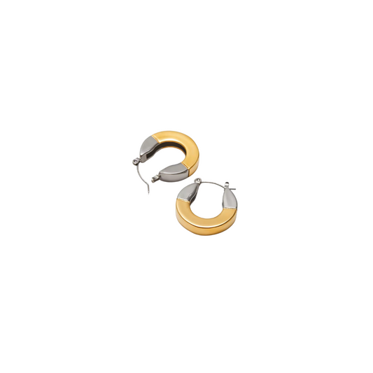 Two Tone Chunky Hoop Earrings