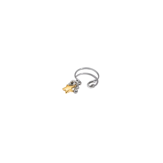 Two Tone Star Charm Pin Ring