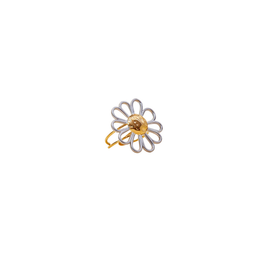 Two Tone Hollow Flower Ring