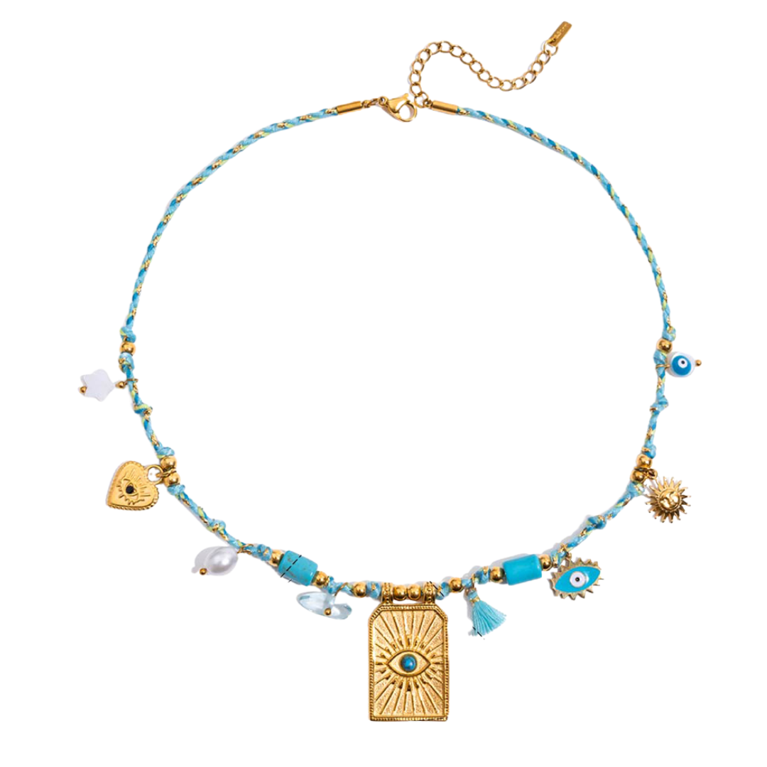Turquoise Eye Charms Pendant Necklace