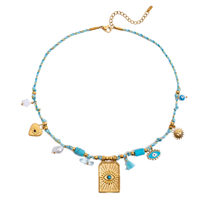 Turquoise Eye Charms Pendant Necklace