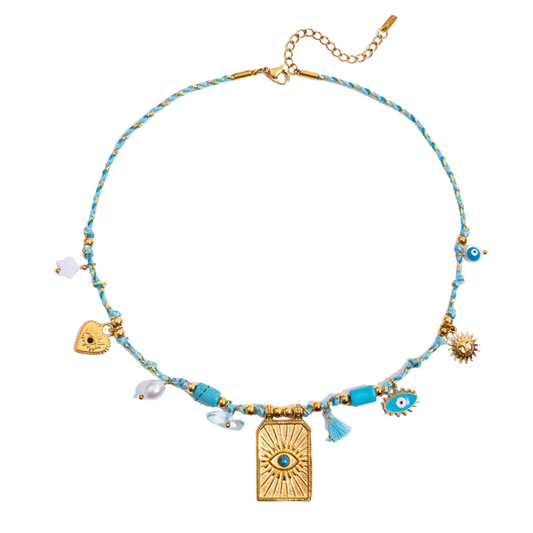Turquoise Eye Charms Pendant Necklace