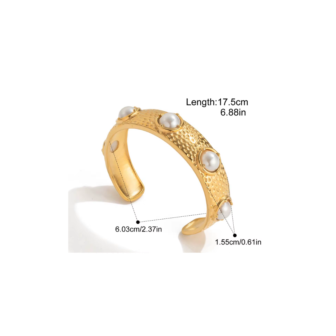 Pearl Textured Chunky Cuff Bracelet