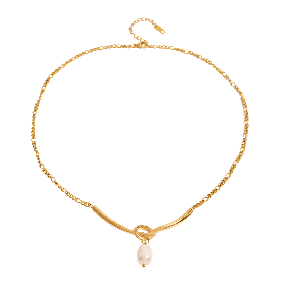Fresh Water Pearl Pendant Figaro Chain Necklace