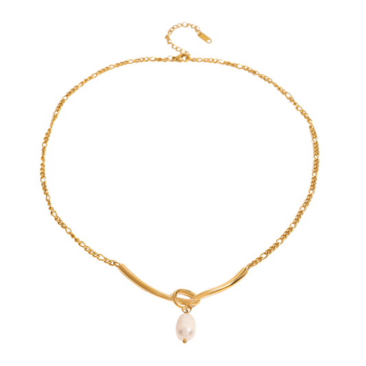 Fresh Water Pearl Pendant Figaro Chain Necklace